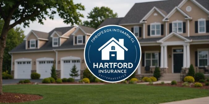 Hartford Insurance logo with a family, house, and service icons representing coverage options.