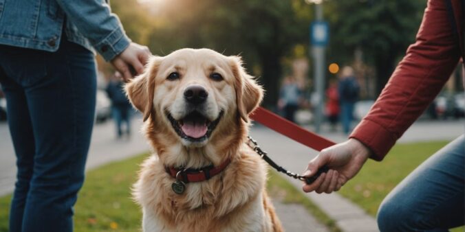 Dog and owner smiling, Spot Pet Insurance logo